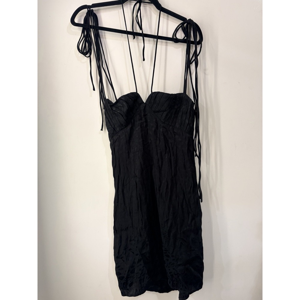 The Indigo Child Black Burnout Floral Tie Strap Mini Dress Women's